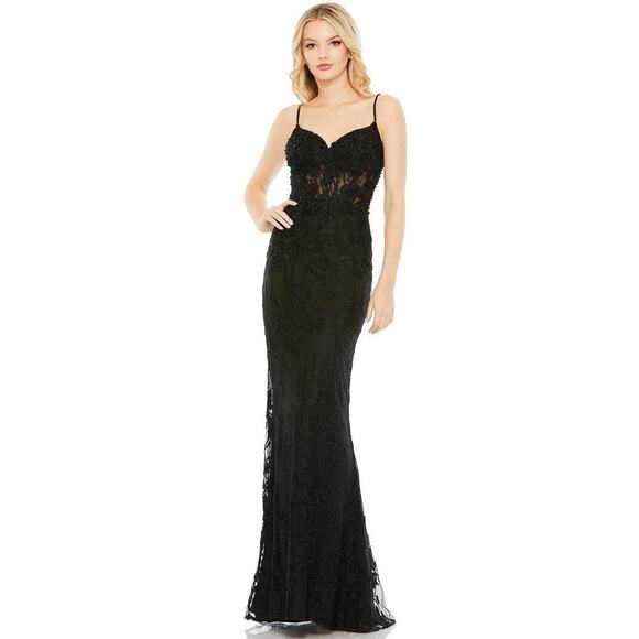 Mac Duggal Dresses & Skirts - Mac Duggal Embellished Sleeveless Illusion Bodice Gown Black Size 6 NWT
